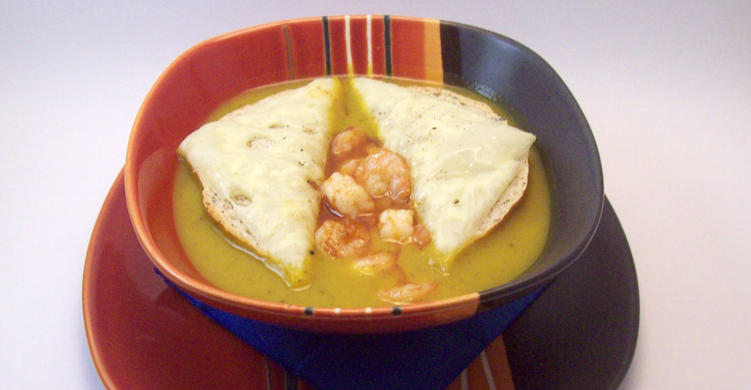 Soupe de butternut et crevette cajun