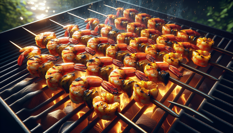 Brochettes de crevettes au cari BBQ