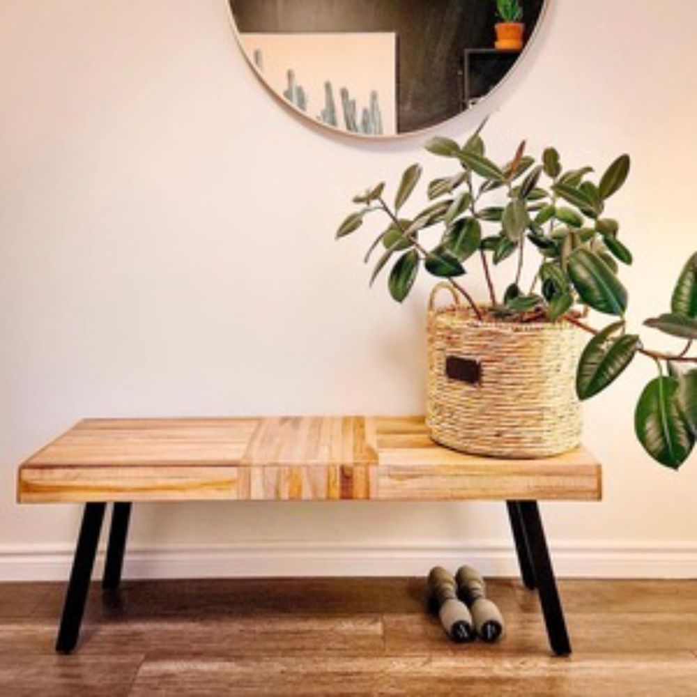 banc en bois de teck recyclé