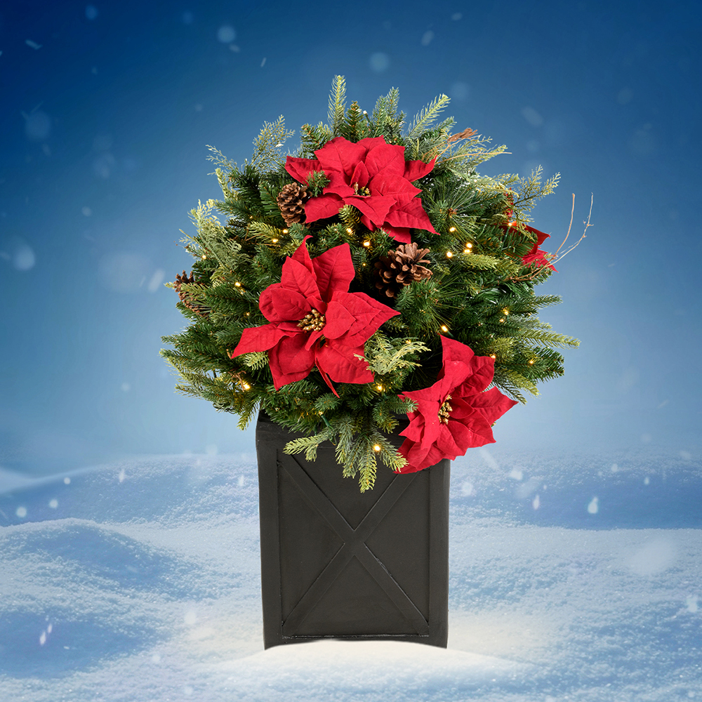 Poinsettia décoratif en pot