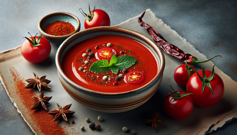 Velouté froid à la tomate épicée