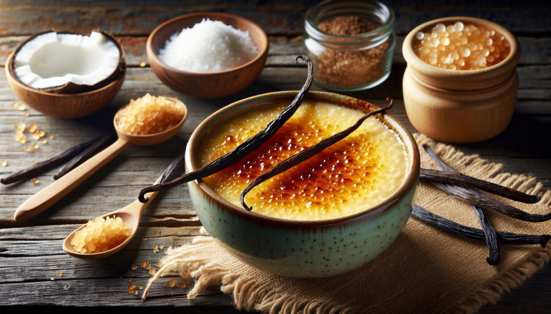 Tapioca crémeux au lait de coco et à la vanille, façon crème brûlée